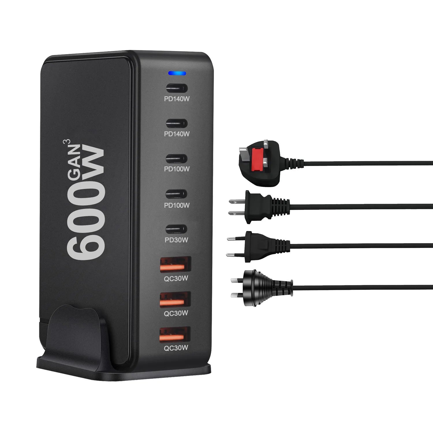 Voltaire Pro 600W Charging Station — 8 Port GaN