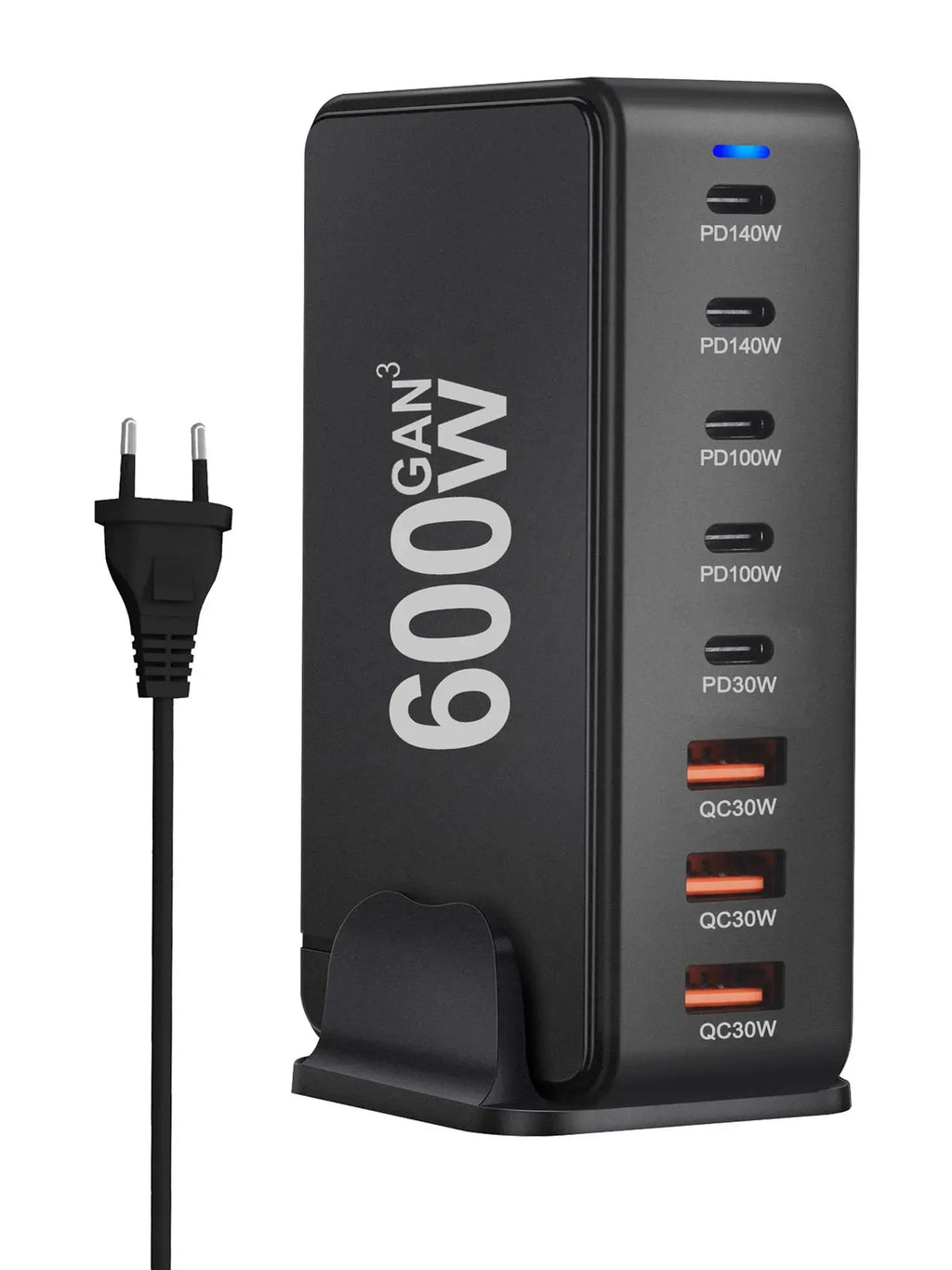 Voltaire Pro 600W Charging Station — 8 Port GaN