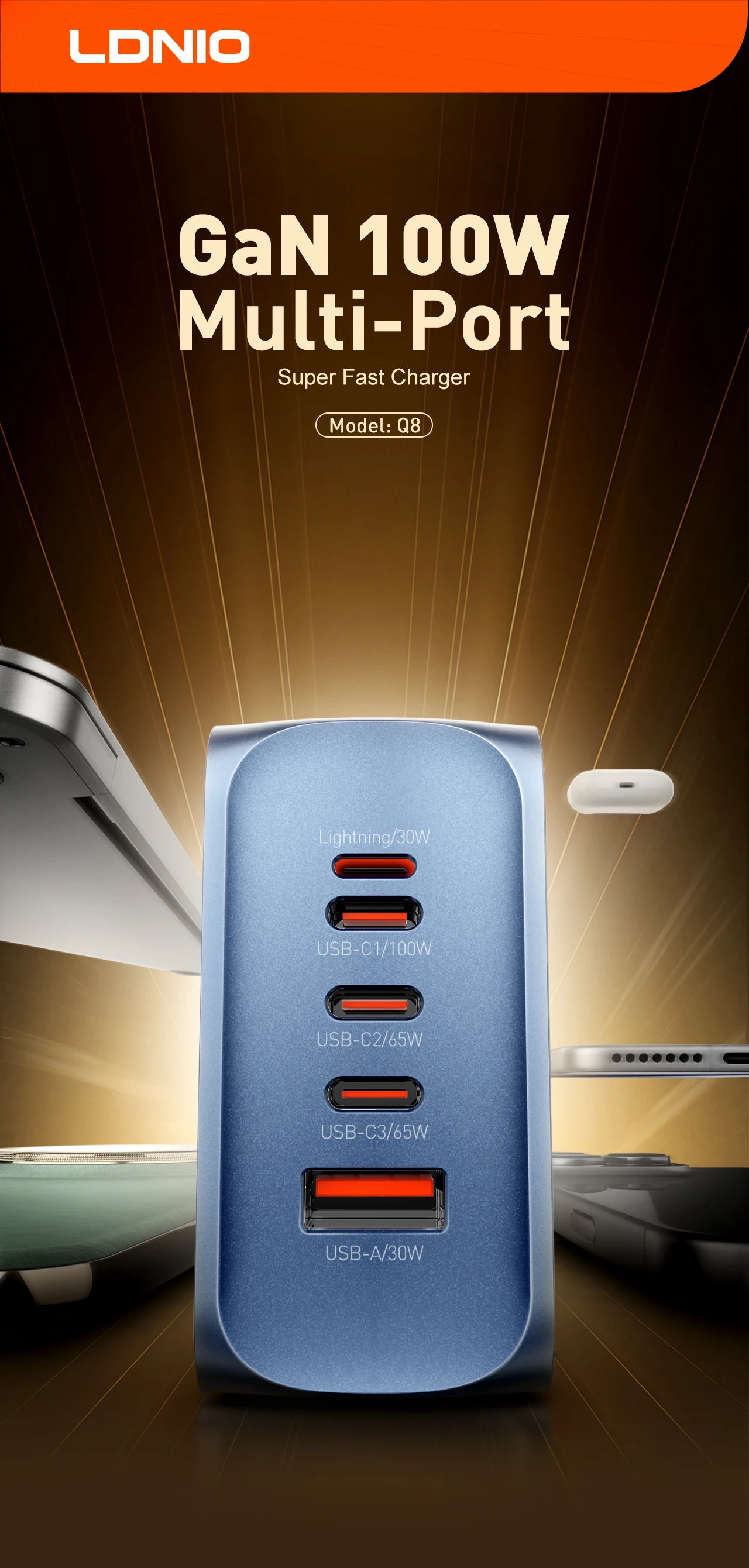 Voltaire GaN Multi-Port Charger — 45W / 65W / 100W